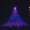 Holiday Curtain String Lights with Star Christmas Tree Topper 350 Leds Waterfall Light String Fairy Lights Xmas Garden Decor