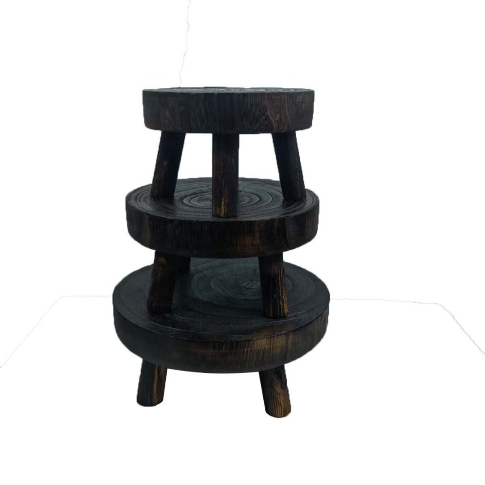 Indoor Outdoor Display Succulent Flower Pot Base Wooden Stool Plant Stand Shelf Flower Pot Holder