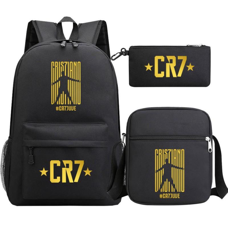 Youth Football Star Print Backpack Set Teens - 3-Piece Unisex Oxford Fabric School Bag With 13 Laptop Compartment