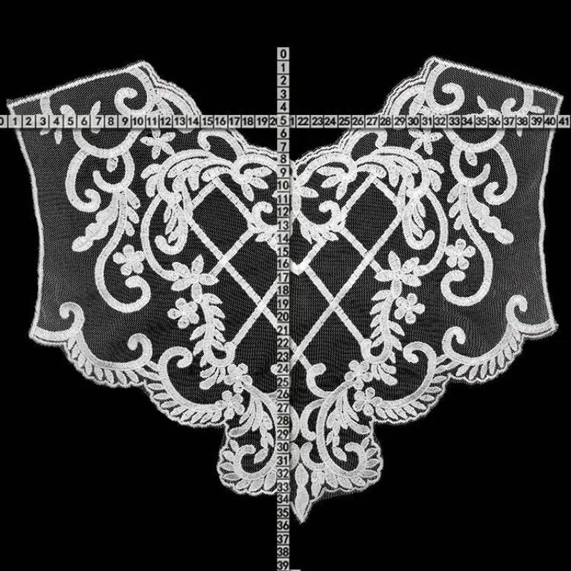 Beautiful White Lace Floral Embroidery Front Collar Rear Collar Sleeves Woman's Clothing Sewing Accessories