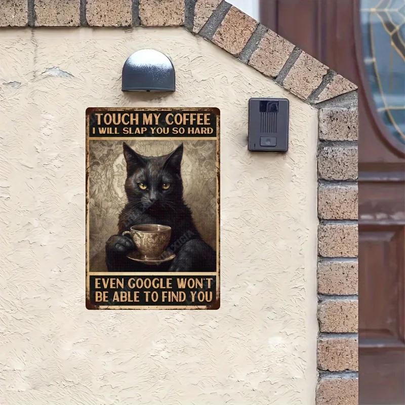 Винтажный Смешной Не трогай мой кофе Постер с искусством черного кота Жестяные таблички Для Смешные Жестяные таблички Украшение для дома Бара Кухни Знак