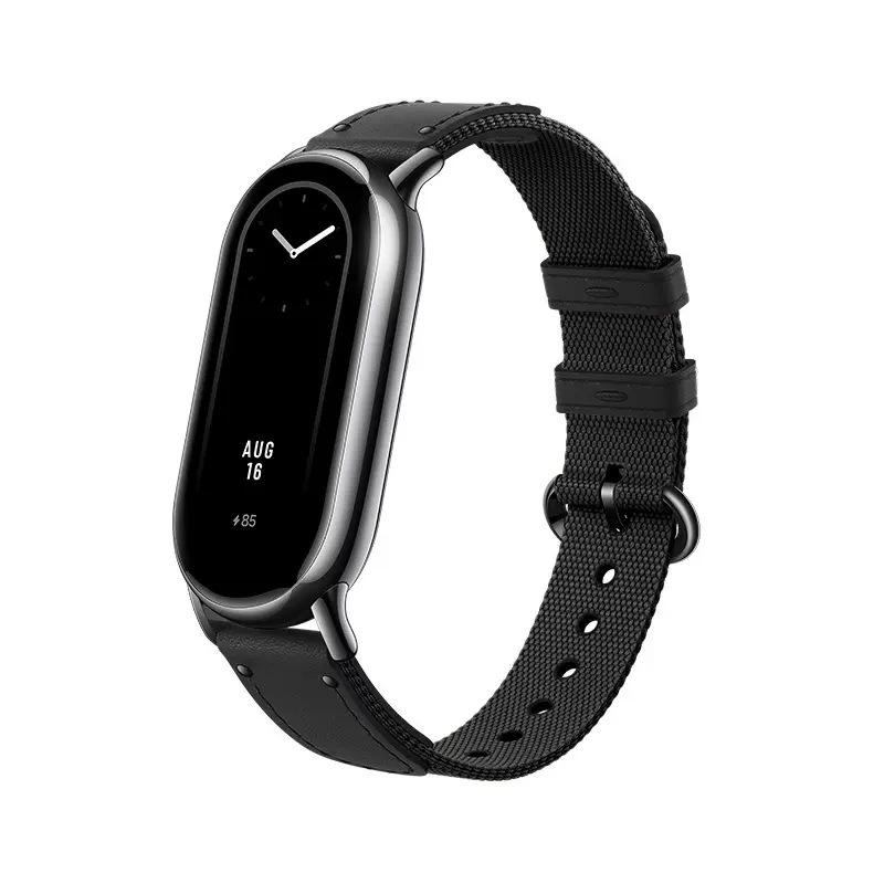 Оригинальный ремешок для браслета Xiaomi Mi Band 8, модный кожаный сменный браслет Miband 8, плетеный NFC умный ремешок для часов, браслет