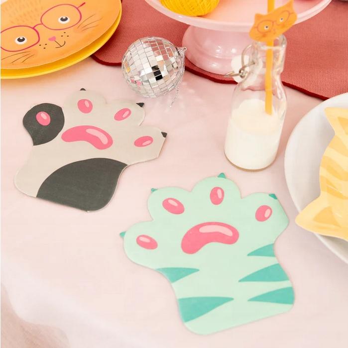 Party Set Plates Cups Napkins Cats Cat Paws Birthday