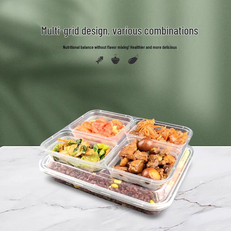 Disposable 5-Compartment Microwaveable Takeout Meal Boxes