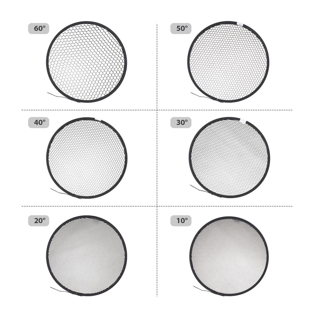 6pcs Photography Honeycomb Grid 10 Degrees /20 Degrees /30 Degrees /40 Degrees /50 Degrees /60 Degrees Honeycomb Lamp Shade Grid Replacement for