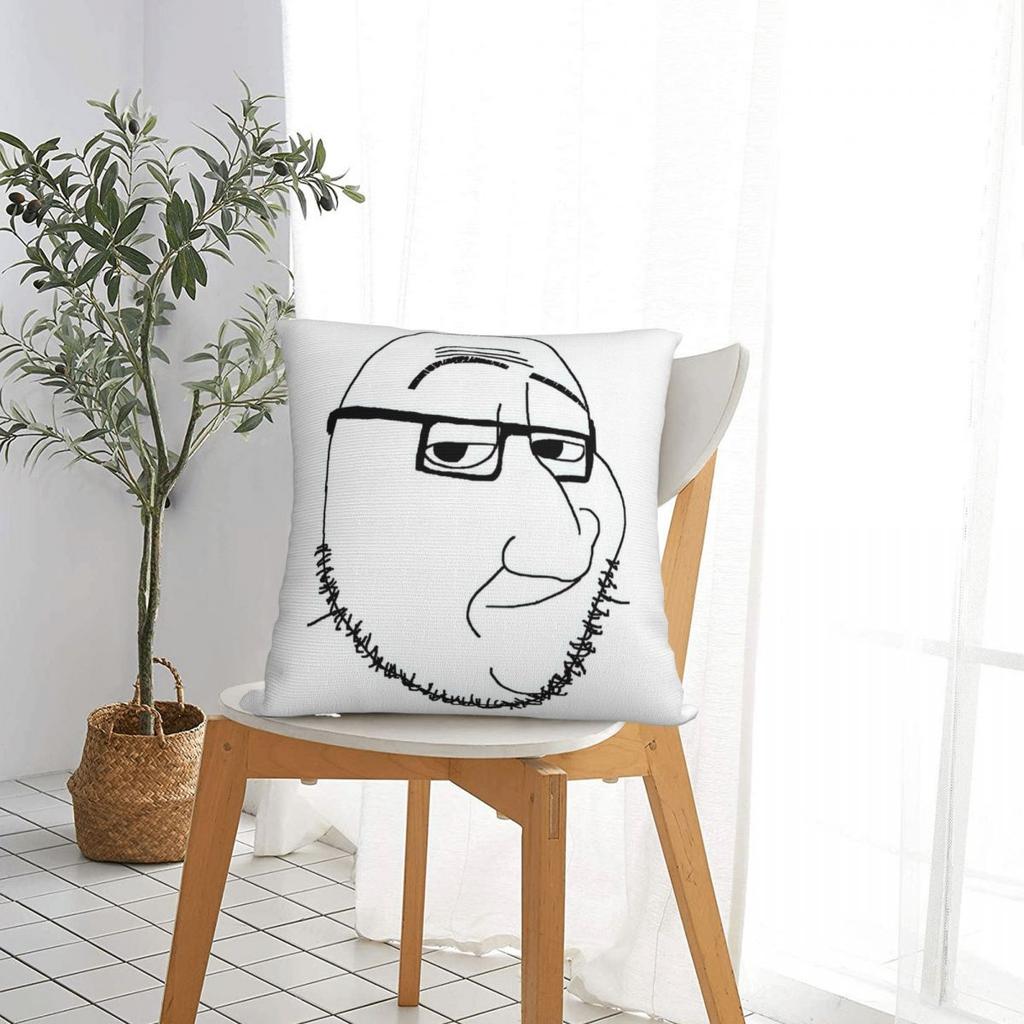 Smug Soyjak Meme Pillowcase Polyester Cushion Cover Decor Smiling Wojak Pillow Case Cover Living Room 40X40Cm