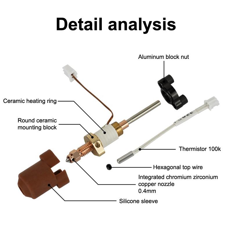 Для Creality K1C K1 Max End Комплект керамического нагревательного блока Термобарьер Резистор Концевик Детали 3D-принтера Комплект быстросменных сопел
