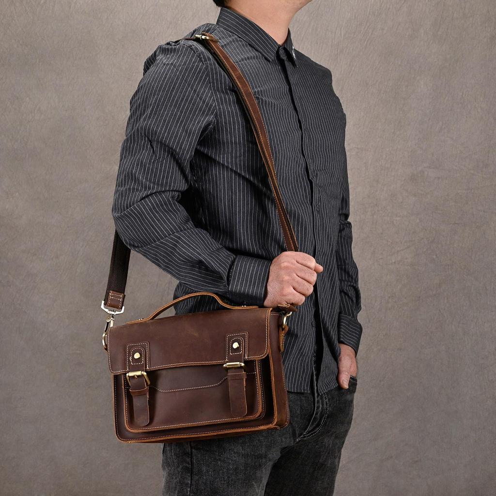 Messenger Genuine iPad Shoulder Crossbody Leather For Business Casual Bag [Luufan] Bag, Leather, Men's, Compatible, Bag, 2-Way Bag, Handbag,