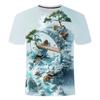 2024  Summer Creative Ink Painting Landscape 3D  Short Sleeved Men's Trendy Personalized T-shirt