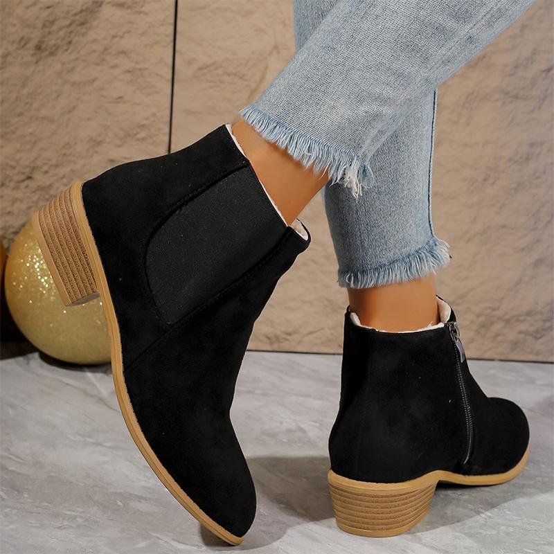 Модные замшевые женские ботильоны для снега на массивной подошве, теплые, с коротким плюшем, хлопковые туфли, женские, тренд 2024, зимние, новые, повседневные, для ходьбы, ботильоны женские