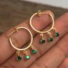 Yellow Gold Plated Green Cubic Zirconia Earring 100% 925 Sterling Silver Handmade Jewelry