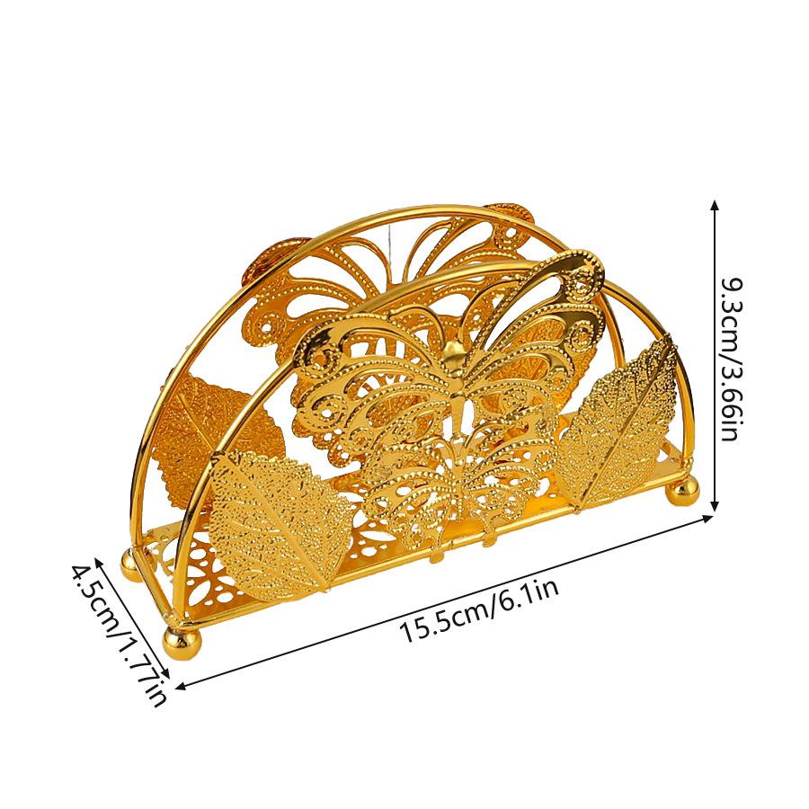 1 Pcs Metal Paper Napkin Holder Vintage Gold Color Butterfly Tissue Storage Holder for Table Vanity Dresser Office Home decor
