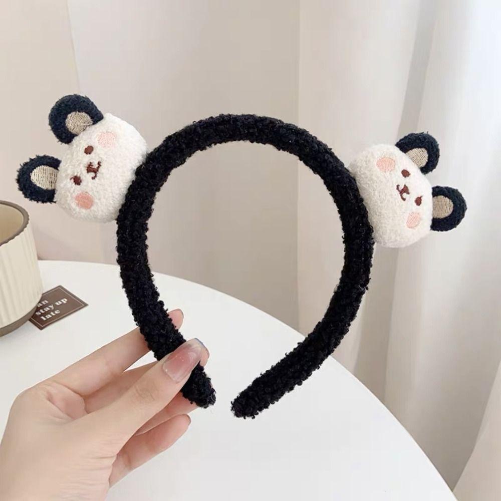 Colorful Cartoon Plush Headband Non-slip Plush Hairband Cute Bear Plush Headband  Makeup
