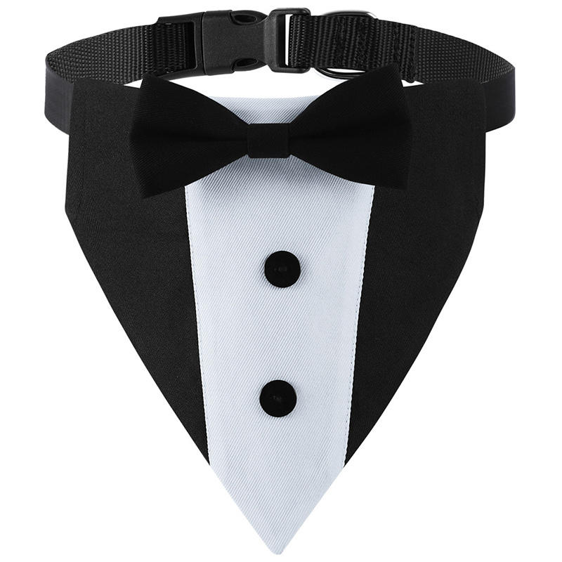 Formal Dog Tuxedo Suit Wedding Dog Collar with BowTie Adjustable Pet Wedding Collar Birthday Bandana for Small Medium Large Dogs