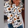 Fashion Long Sleeve O Neck Hallowmas Printed Pullovers T Shirt Blouse Top for Ladies