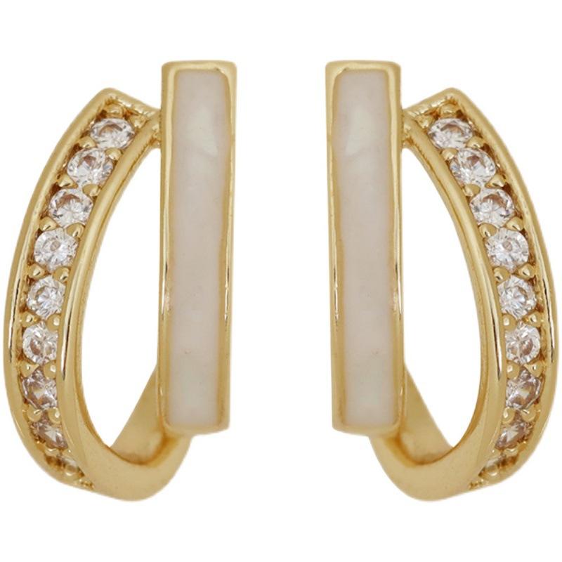 French Temperament Shell Double-layer Earrings, Japanese and Korean Simple Niche Light Luxury High-end Stud Earrings