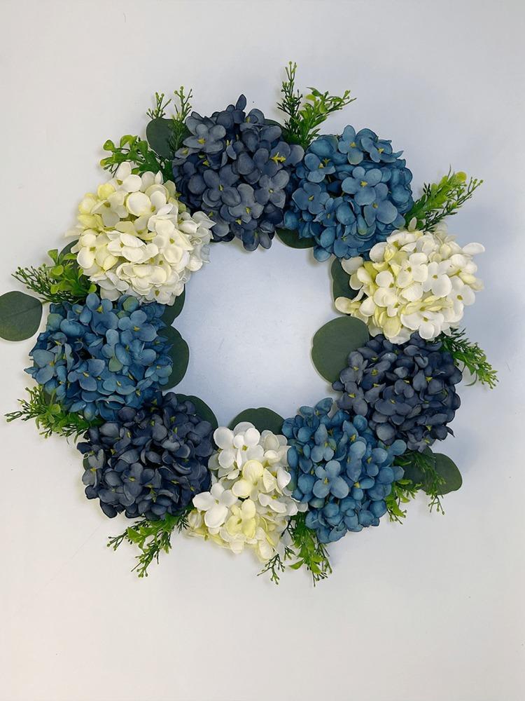 40 см синие венки из гортензий, искусственные цветы для лета, венок из гортензий для входной двери, фермерского дома, стены, окна, вечерние украшения