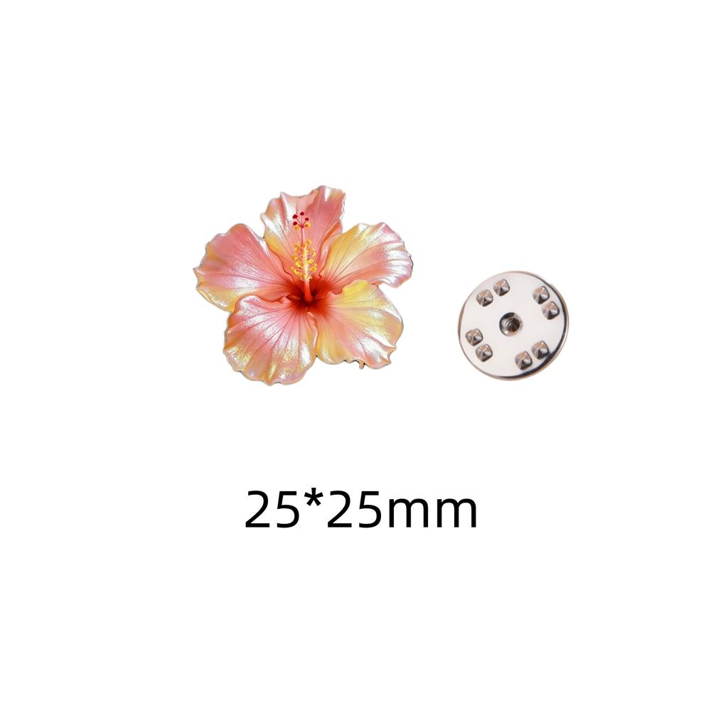 Stainless Steel Red Hibiscus Flower Pin Jewelry Stainless Steel Pink Hibiscus Flower Brooch for Women Birthday Gift