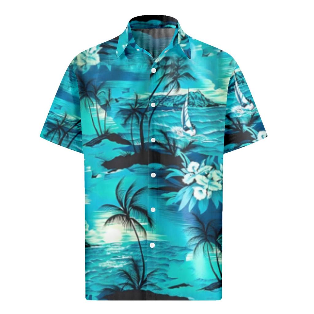 Мужские гавайские рубашки с короткими рукавами и пуговицами с принтом. Мужские повседневные модные рубашки с короткими рукавами.
