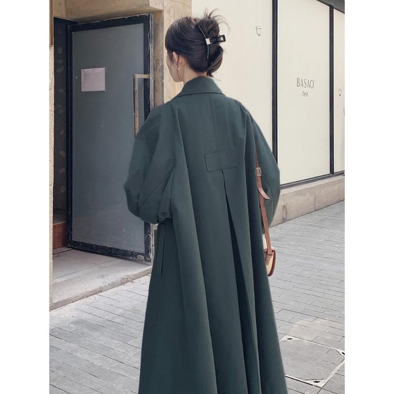 Korean Popular British Windbreaker Coat for Women Spring and Autumn New Mid-length Literary Retro Hong Kong Style Forest Coat