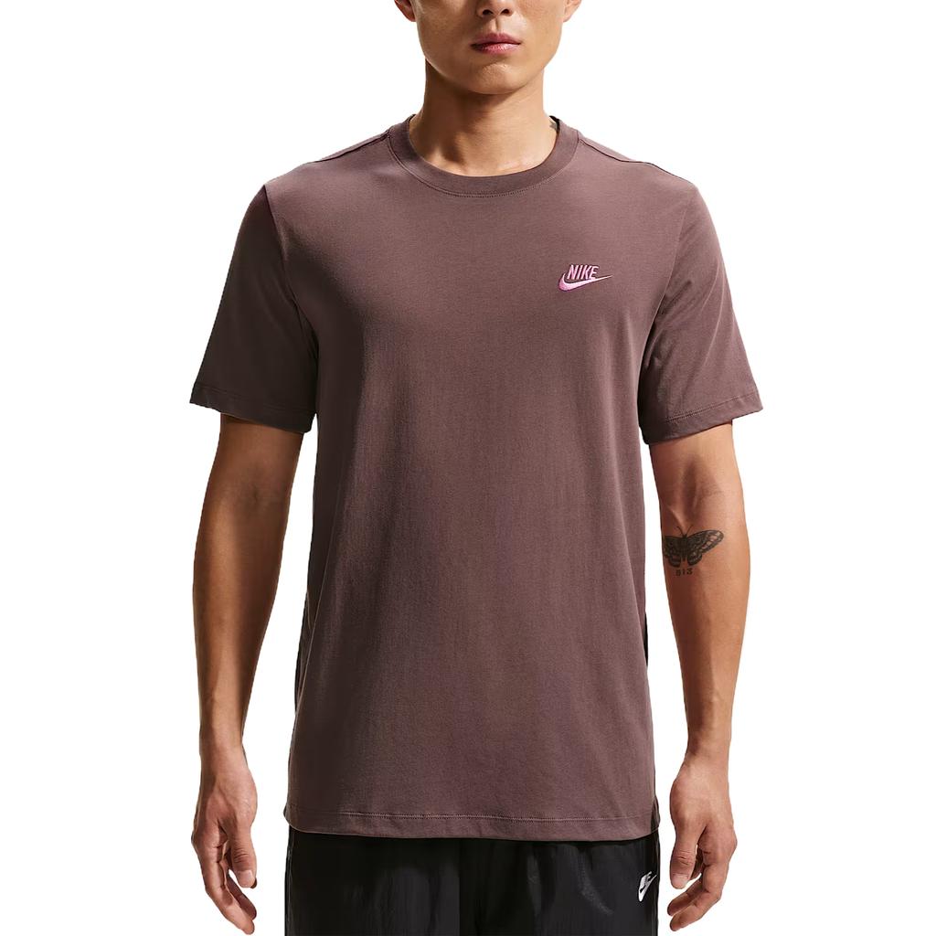 Nike Спортивный клуб Однотонная футболка с круглым вырезом и коротким рукавом Мужские топы AR4999-502