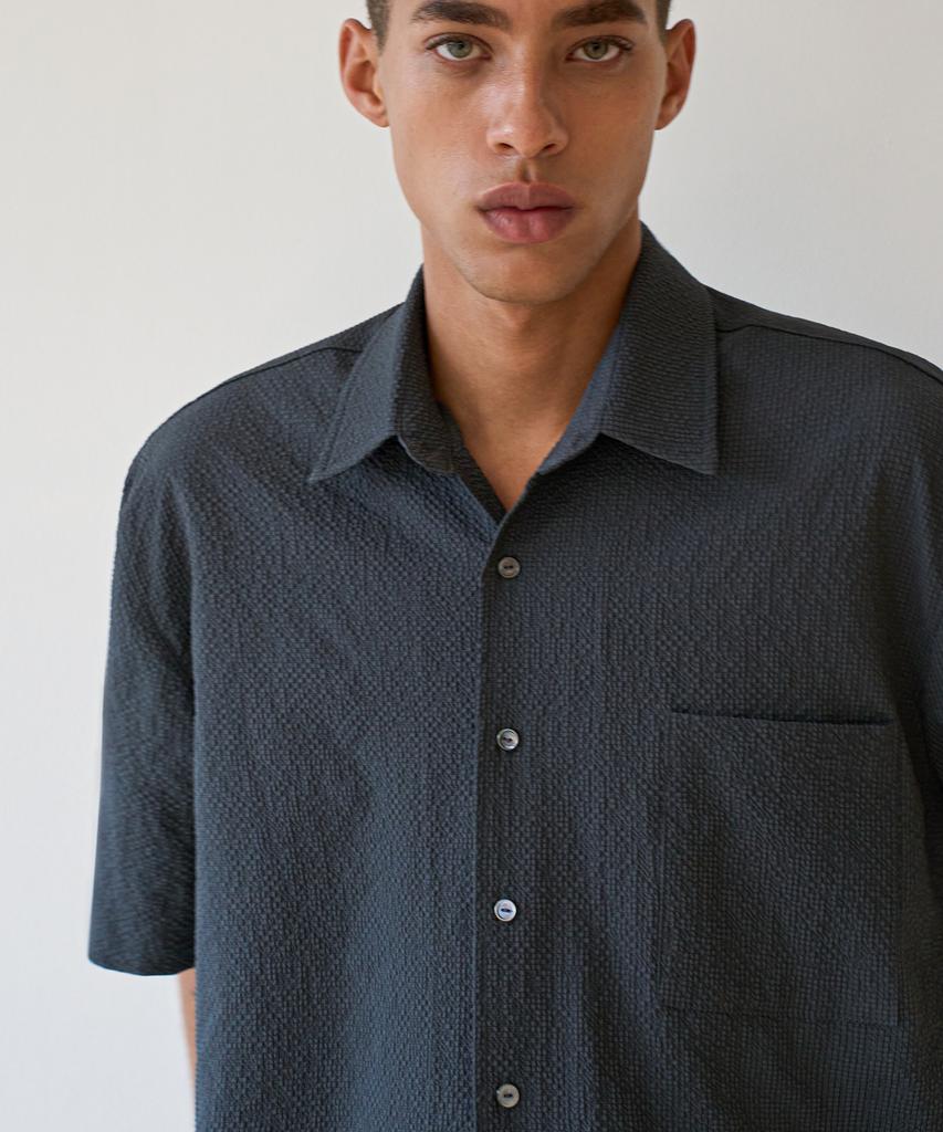 TRIP LE SENS Mist Grid Half Shirt_Charcoal