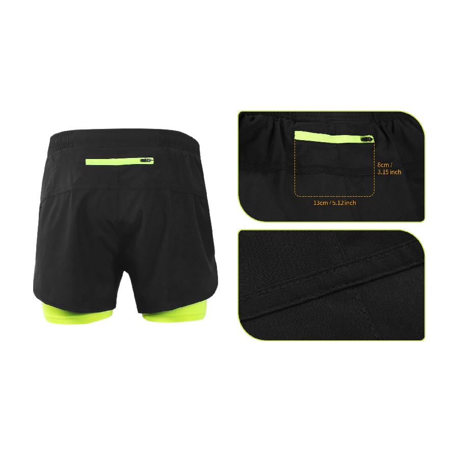 ARSUXEO Men's Running Shorts Outdoor Sports Training Exercise Jogging Gym Fitness 2 in 1 with Longer Liner Quick Dry Workout