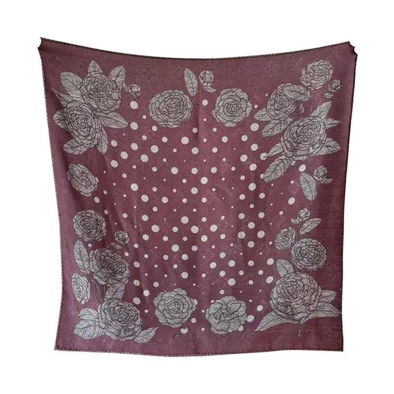 NINA SOLOR Polka Dot Camellia Silk-Wool Scarf