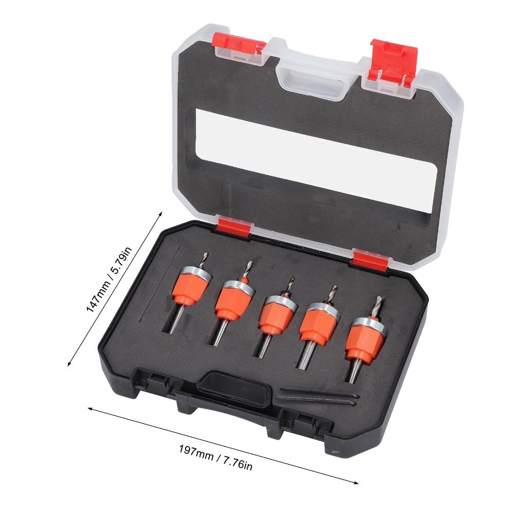 5pcs High Speed Steel Adjustable Depth Drill Bit Hole Opener Bit Set Woodworking Drilling