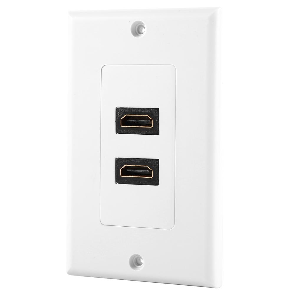 2-fold  Wall Cover 2 Ports  Socket  Wall Plate with Gold-plated High-speed Connections for Home Cinema TV