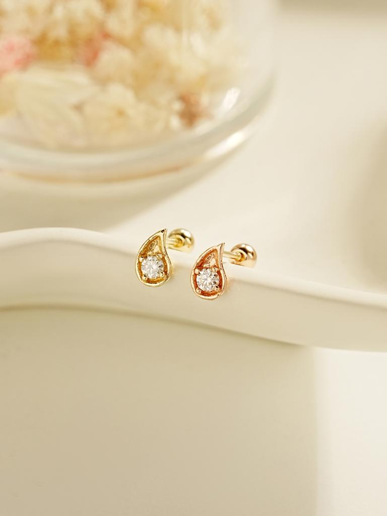 Минималпирсинг Серьги-гвоздики Призма с бриллиантом Муассанитом 14K
