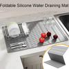 Large Thick Anti Slip And Heat-Insulating Silicone Drain Pad, Kitchen Countertop Sink, Foldable Drain Pad
