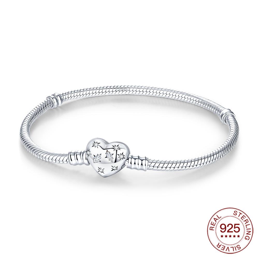 925 Silver Love Bracelet DIY Beading Jewelry Charm Gift For Women Lovers Holiday Present