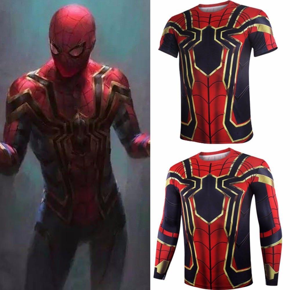 Marvel Mens Superhero Compression T Shirt Sports Fitness Gym Tops Spiderman Tee