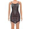 Women Summer Glam Sequins Night Mini Dress Birthday Outfits Sling Sexy See Through Mesh Black Rhinestone Tassel Party Short Dress