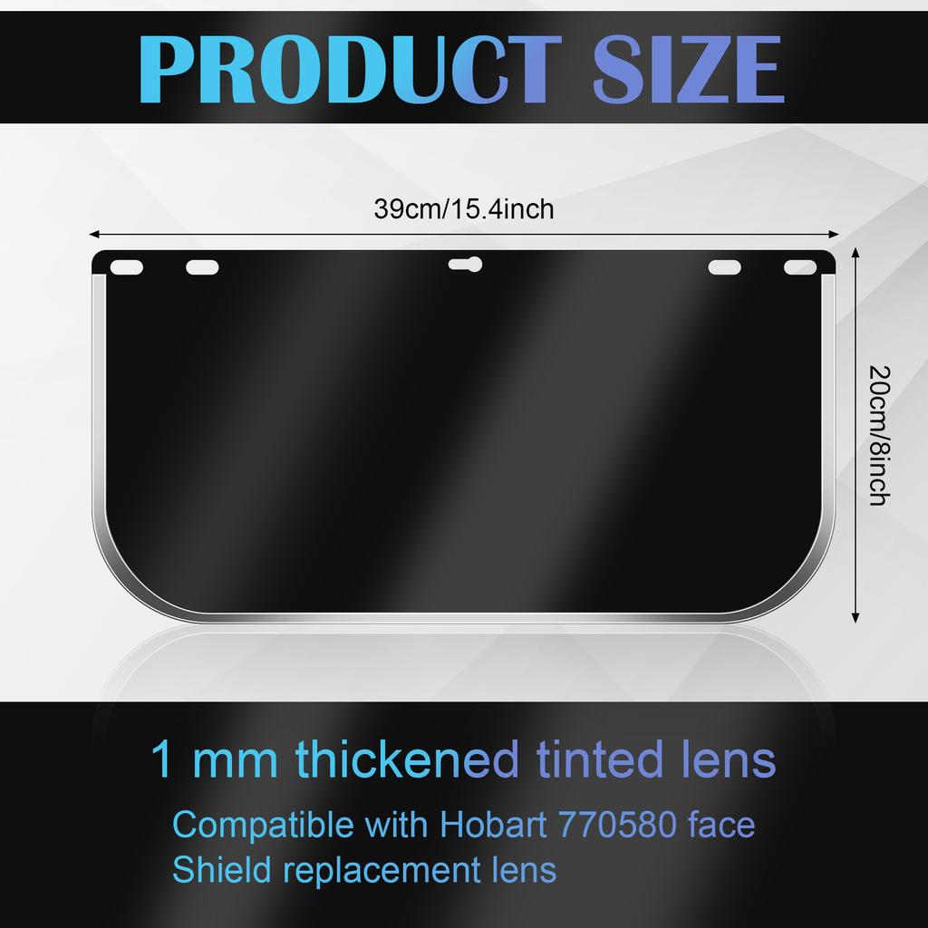 Haishell 2 шт. Запасные линзы для защитного экрана для лица, Тонированные черным, Защитный козырек для каски для сварки, шлифовки, косплея (40X20См/15
