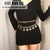 RUI RUI YU Women Vintage Style Coin Pendant Fringed Waist Chain Embossed Body Chain