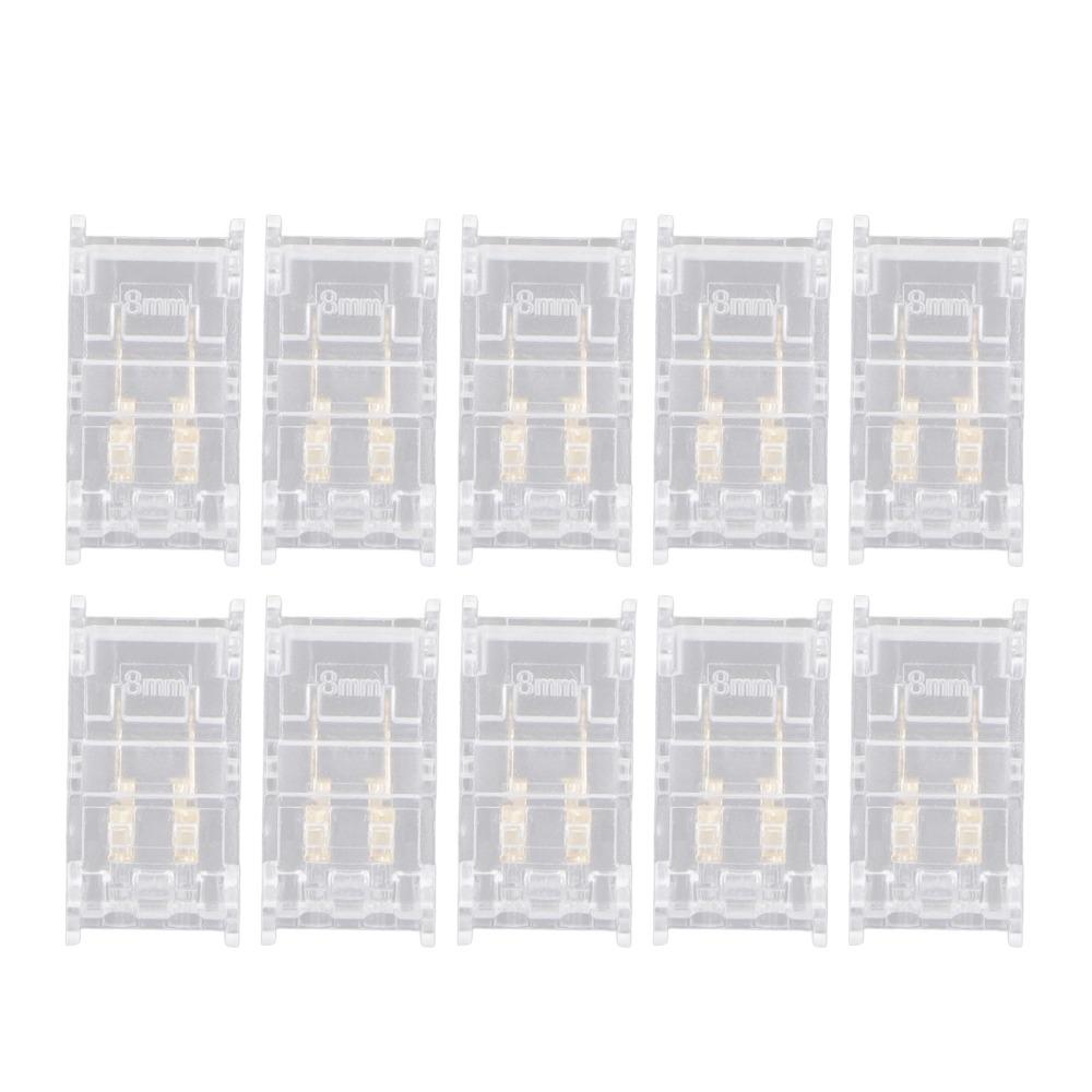 10pcs 2Pin LED Strip Connector Transparent Strip To Wire Connector For School