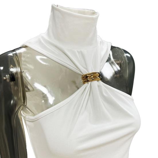 Женские топы с высоким воротником и рукавами, однотонные, эластичные, облегающие