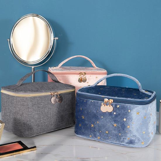 Бархатный футляр для хранения косметики в стиле ретро, ​​органайзер для путешествий со звездой и вышивкой