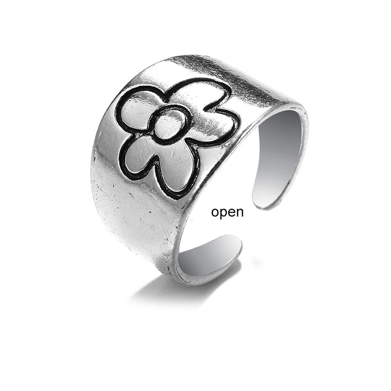 Кольцо для женщин и девочек Любовь Бабочка Череп Модные мужские украшения Винтаж Древнее серебро Цвет Панк Хип-Хоп Регулируемый Бохо