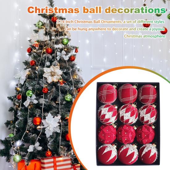 12 шт. Рождественские шары, украшения, небьющиеся пластиковые рождественские елочные подвесные безделушки для праздника