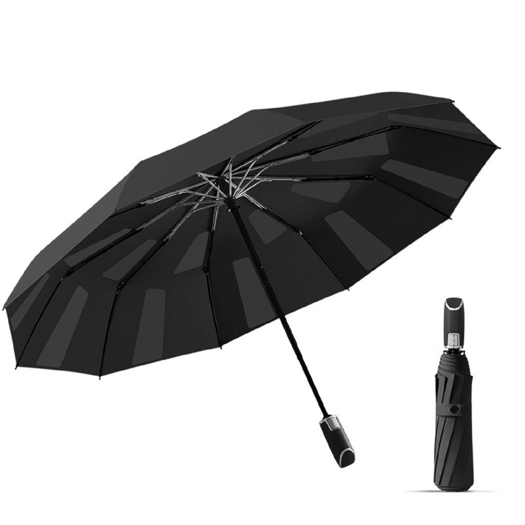 Linnuim Складной Складывается в 3 формы Память Автоматическое открытие и закрытие за 1 секунду Улучшенный 10-реберный зонт 105 см Большой Прочный даже в сильных