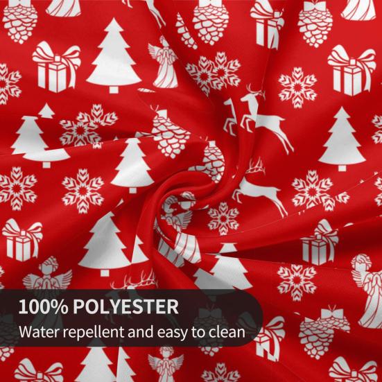 Christmas Red Tablecloth with Holiday Prints 150cm Round Polyester Tablecloth Stain-Resistant & Fade-Proof Dinner Cloth for Indoor Outdoor Use
