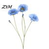 Realistic Faux Plants for Wedding 5 Heads Artificial Poppies Flowers with Stems, Silk Fake Flowers, Natural Look Floral Stems Bouquet Table