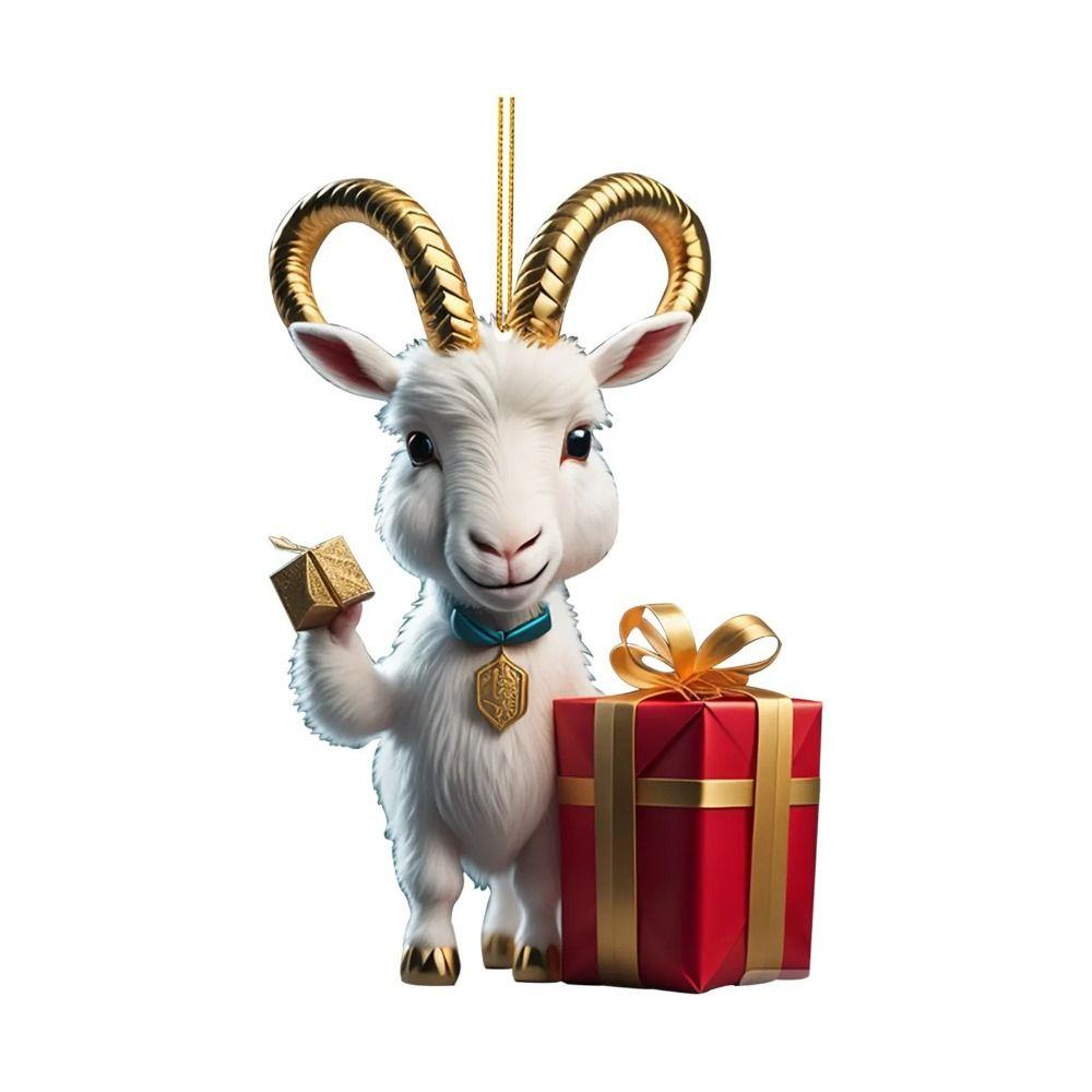 Милый мультяшный козлик, цветочный венок, подарочная коробка, подвеска в виде собаки, креативные рождественские украшения в виде снежинок, вечеринка