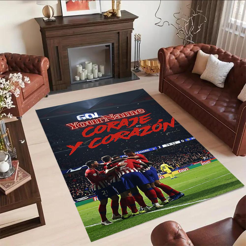 Atletico Madrid Customizable Name Floor Mat Perfect for Foyer Hallway Balcony Dining Room Anti-slip Rug Decorate Offices