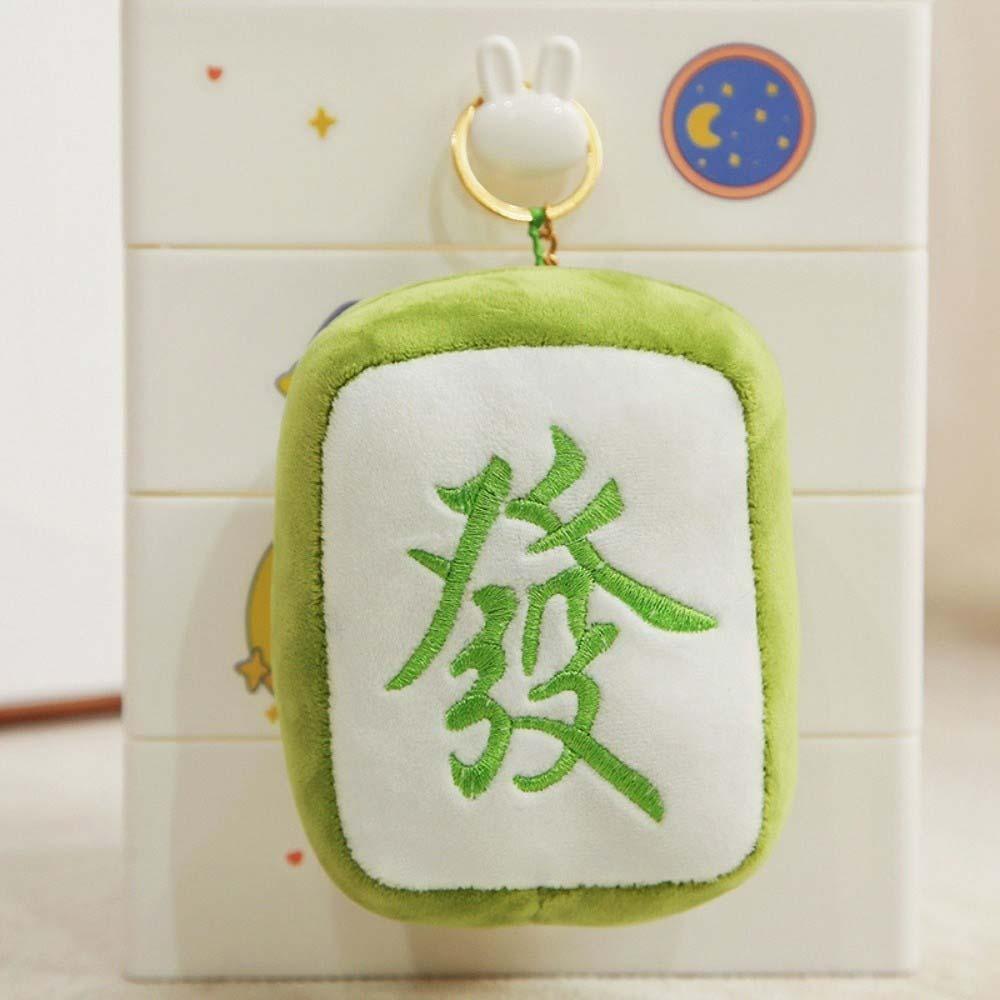 Chinese Character Mahjong Plush Key Chain Good Luck Fa Cai Get Rich Mahjong Plush Keyring Embroidery Plush Doll Figures