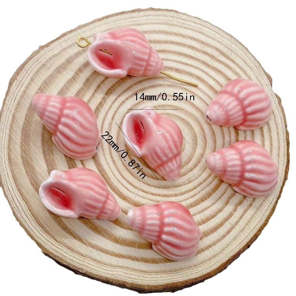 10pcs/set Handmade Craft Conch Shell Beads Cartoon Colorful Conch Spacer Loose Beads Cute 3D Jewelry Making Material Necklace