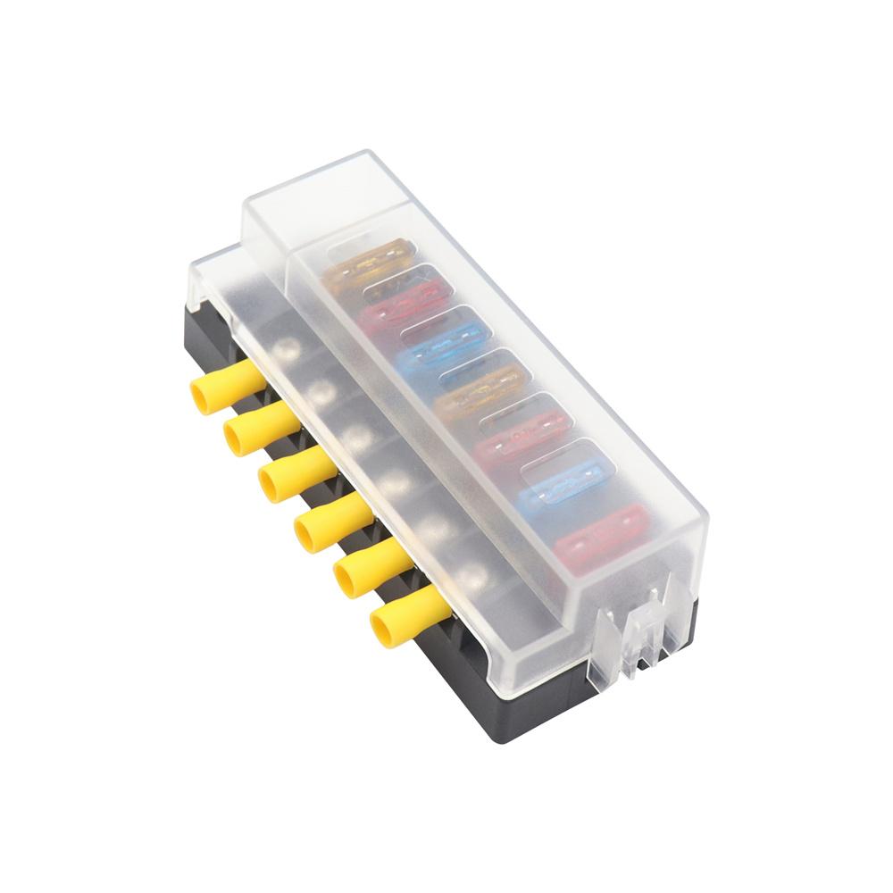 Компактный блок предохранителей на 6 позиций с одним входом и 6 выходами